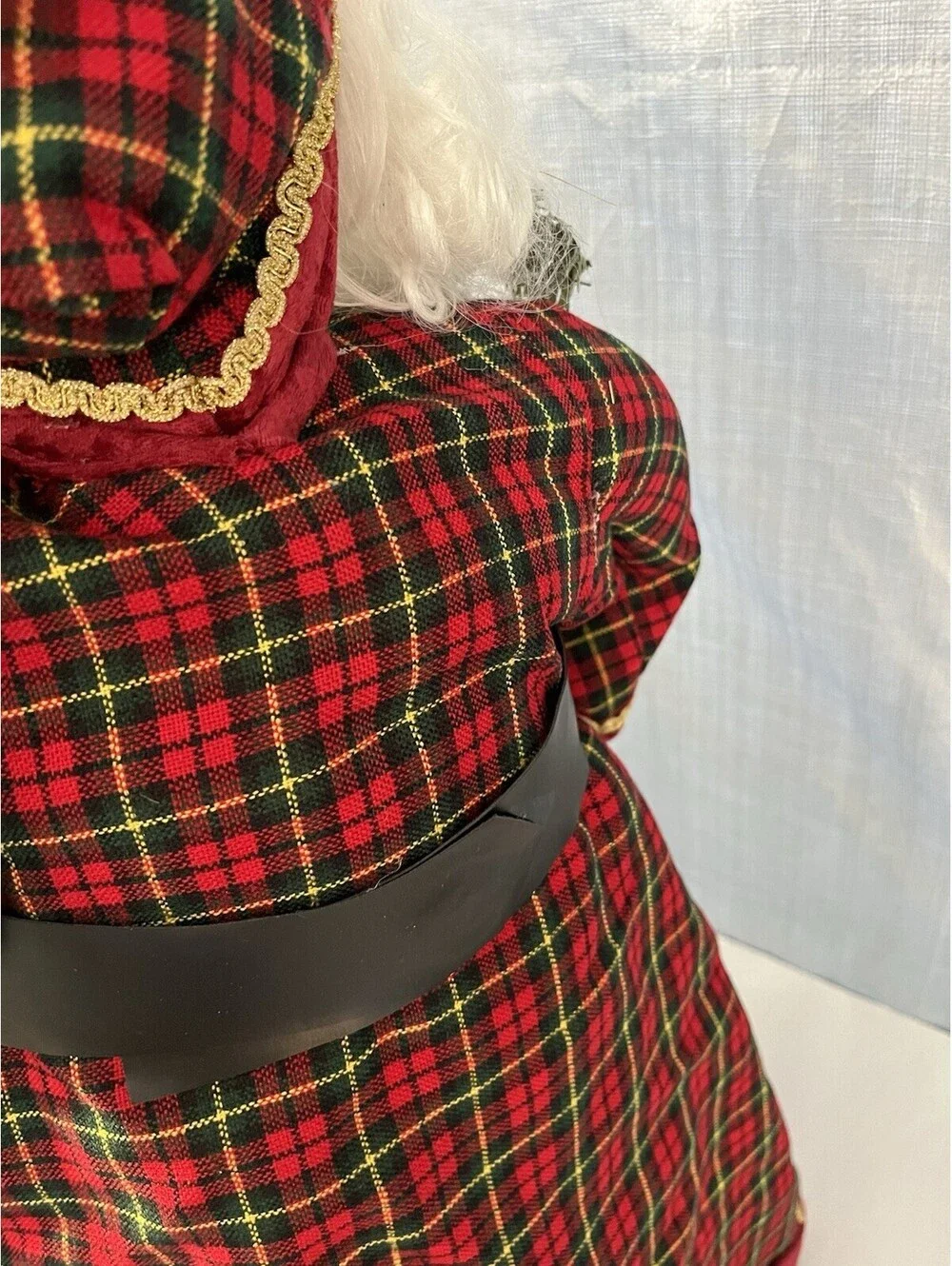 Vintage Santa Claus Figure 27” Standing Black Red Velvet Robe Christmas Decor